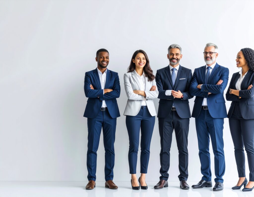 Firefly_header image where in background is slightly grey and business people covering divers 679975 (1)